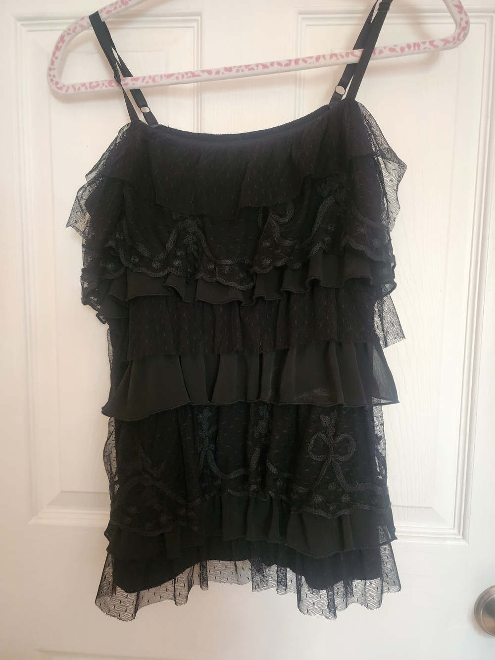 Black Ruffled Layered Cami Top